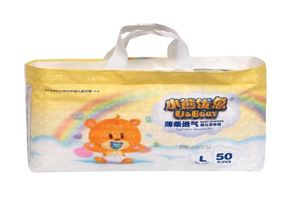 Weißes prägeartiges Topsheet-Baumwollbaby-Windeln 390*320mm PET Front Tape